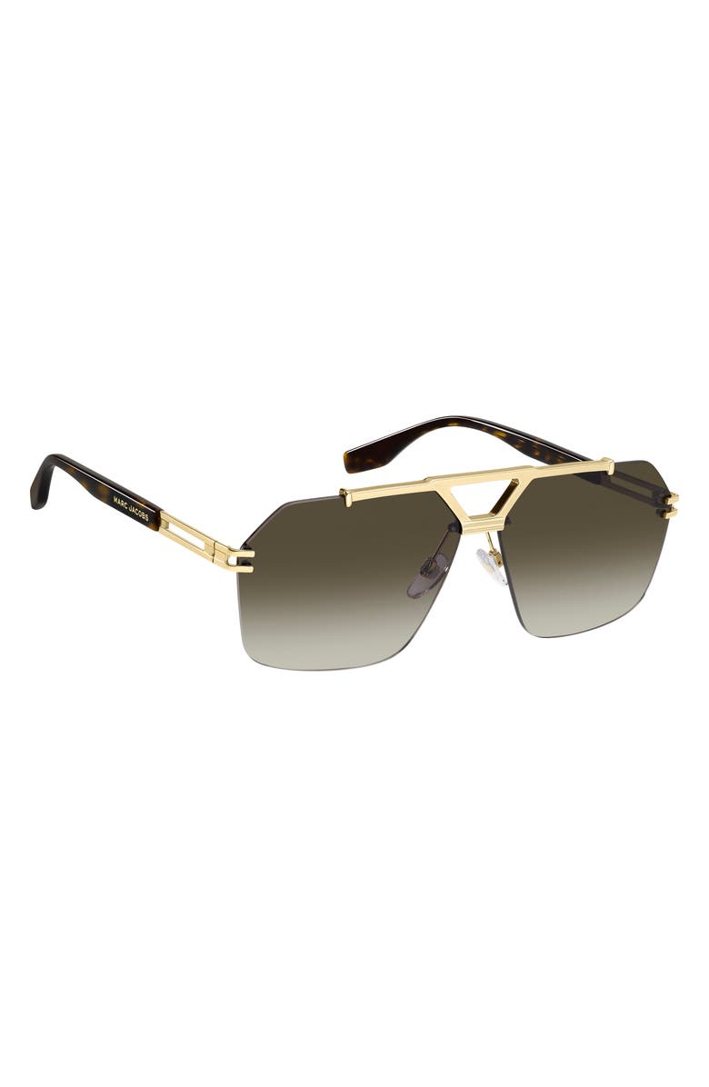 Marc Jacobs 63mm Oversize Gradient Geometric Square Sunglasses, Alternate, color, Gold Havana