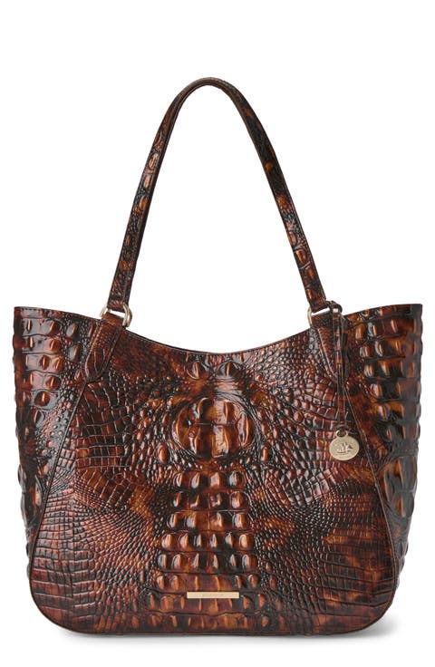 Aliza Croc Embossed Leather Tote