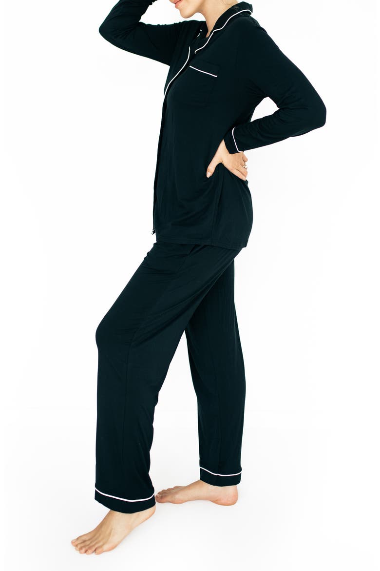 Clea Long Sleeve Pajama Set, Alternate, color, BLACK