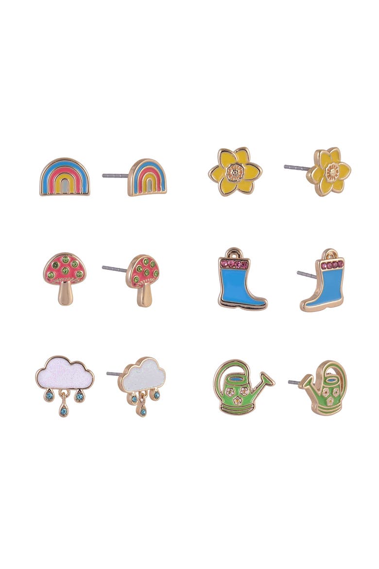 6 pack Easter Spring Stud Earring Set, Main, color, Multicolored