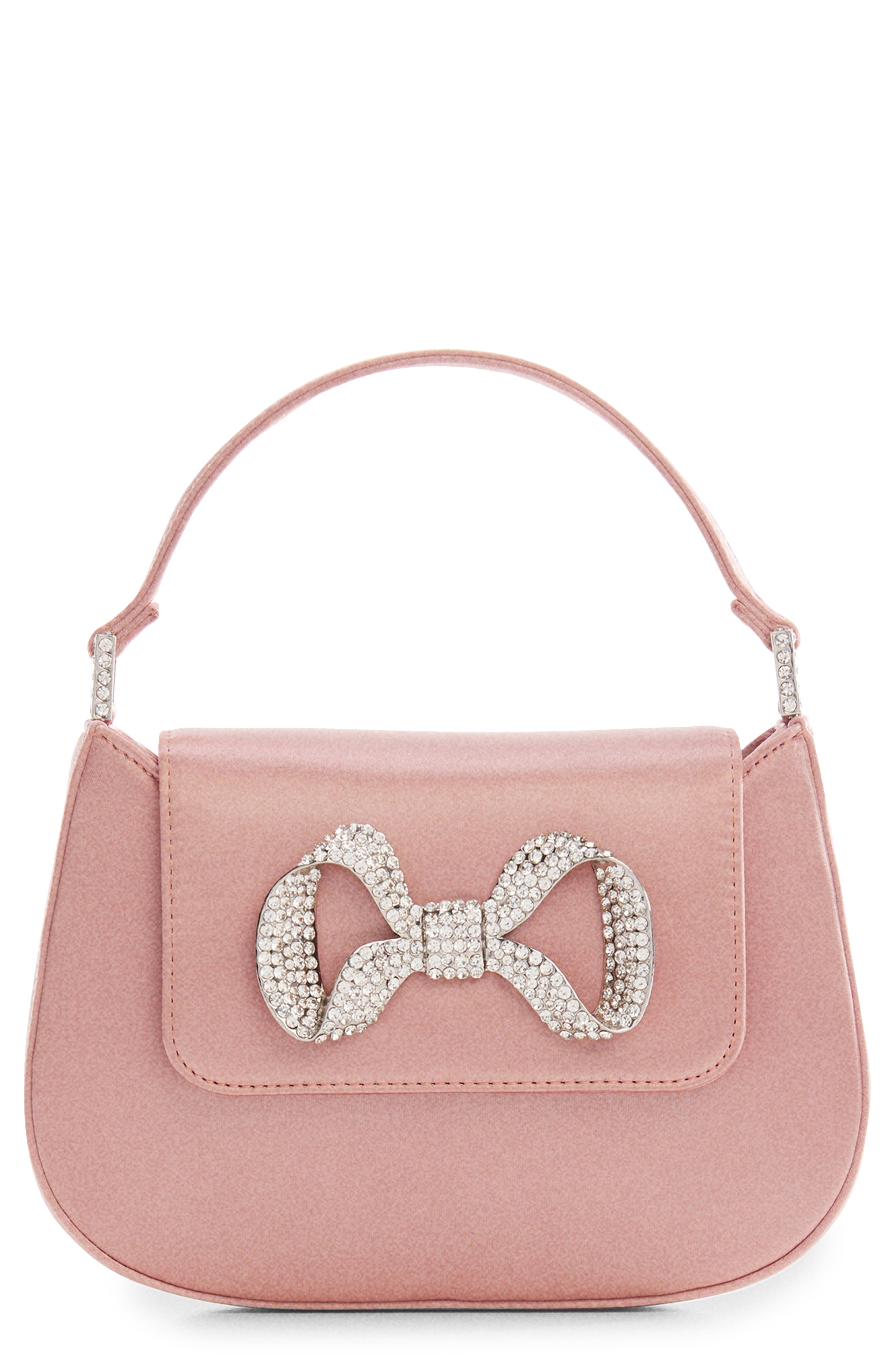 MANGO Rhinestone Bow Top Handle Bag, Main, color, 