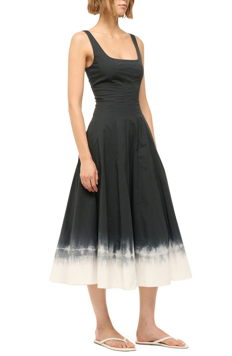 STAUD Wells Dip Dye Stretch Cotton Dress, Alternate, color, Onyx Ombre