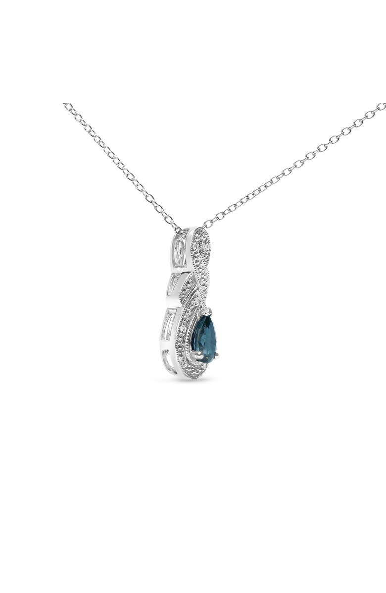 Haus of Brilliance Silver 6x4mm Pear Sapphire and Diamond Accent Infinity Drop Pendant Necklace, Alternate, color, White