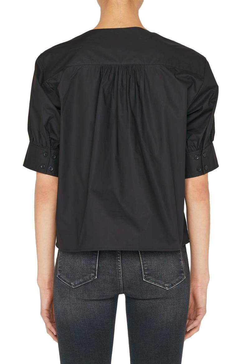Split Neck Organic Cotton Popover Top, Alternate, color, NOIR