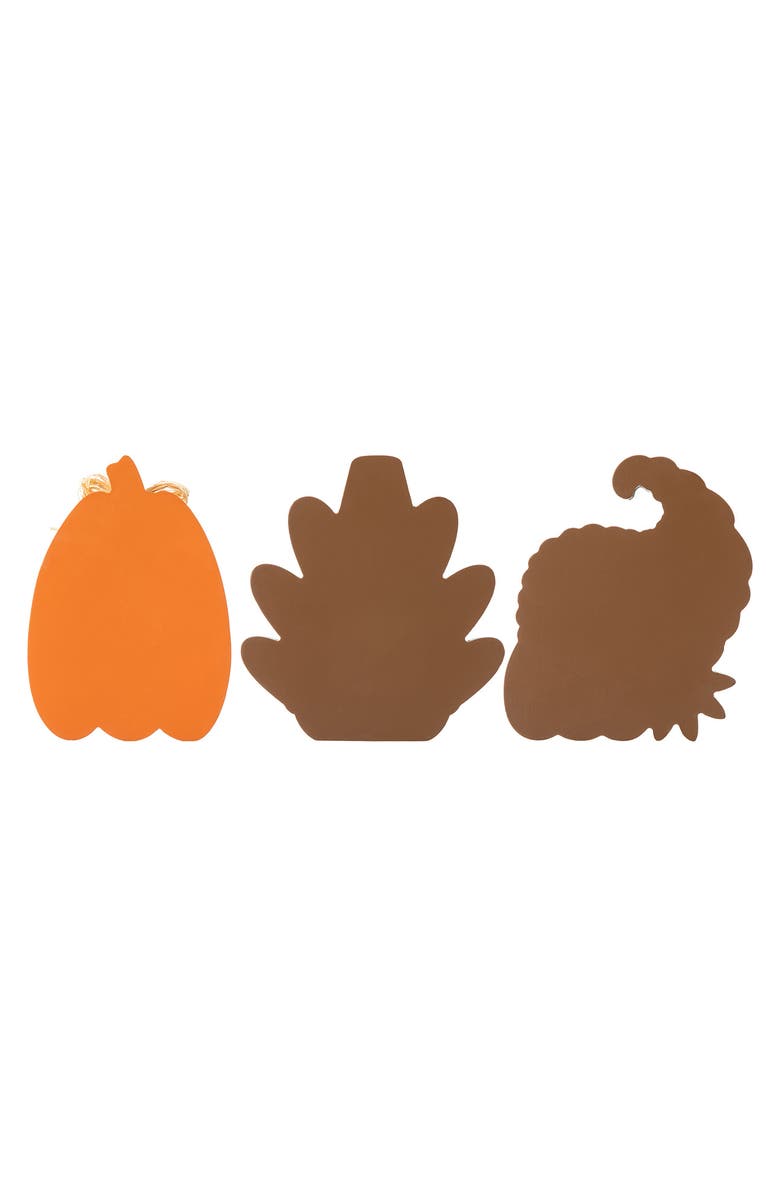 Glitzhome Set of 3 Thanksgiving Wooden Pumpkin Turkey Table Decor, Alternate, color, 