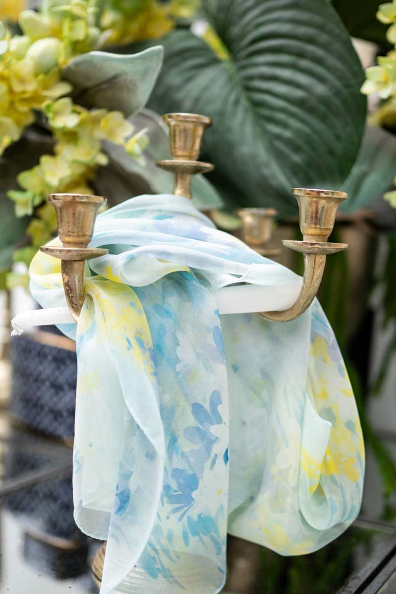 Meadow - Long Sheer Silk Scarf for Women, Alternate, color, Sky Blue