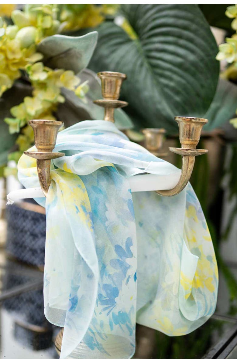 Elizabetta Meadow - Long Sheer Silk Scarf for Women, Alternate, color, Sky Blue