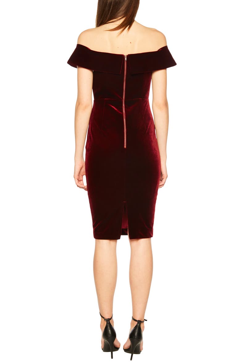 Bella Off the Shoulder Velvet Dress, Alternate, color, CABERNET