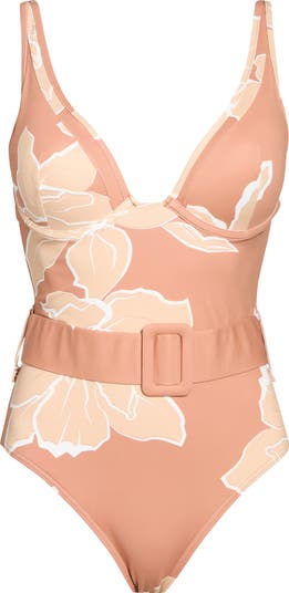 Underwire Belted One-Piece Swimsuit