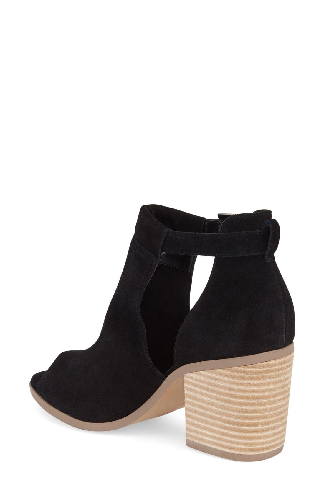 'Ferris' Open Toe Bootie, Alternate, color, BLACK SUEDE