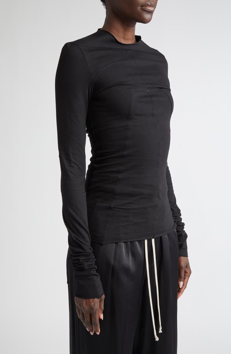 Rick Owens Lido Long Sleeve Cotton T-Shirt, Alternate, color, Black