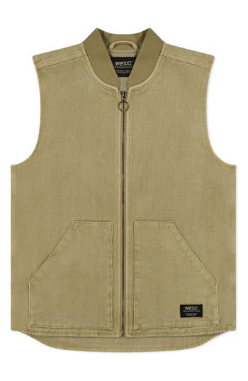 Wesc Canvas Workwear Vest In Brown