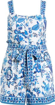 SUGARLIPS Salema Floral Print Tie Waist Romper