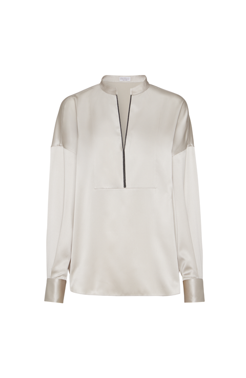 Stretch silk satin blouse