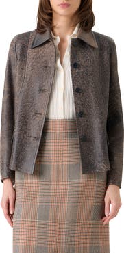 Akris punto Relaxed Fit Waxed Leather Jacket