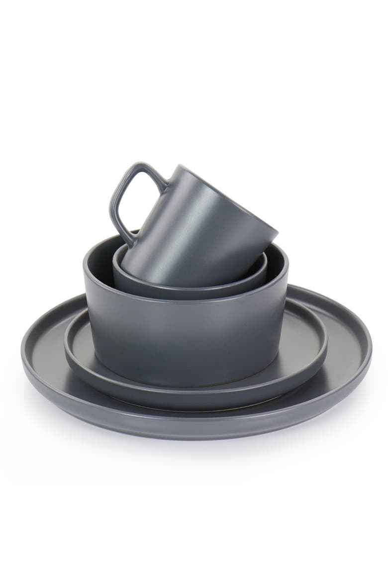 Luxmatte Dark Grey 20 Piece Dinnerware Set, Alternate, color, Grey
