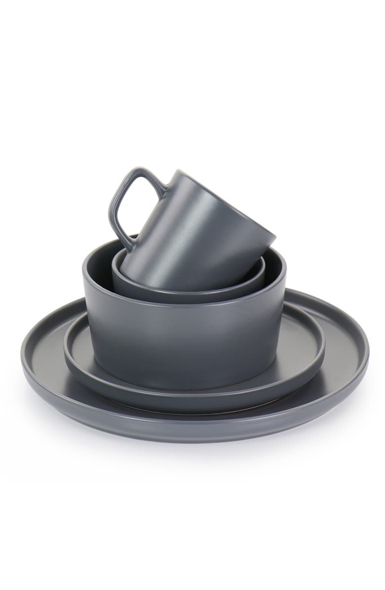 Elama Luxmatte Dark Grey 20 Piece Dinnerware Set, Alternate, color, Grey