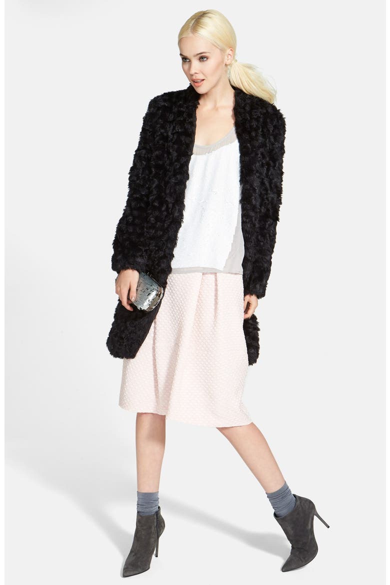 Shaggy Faux Fur Topper, Alternate, color, BLACK