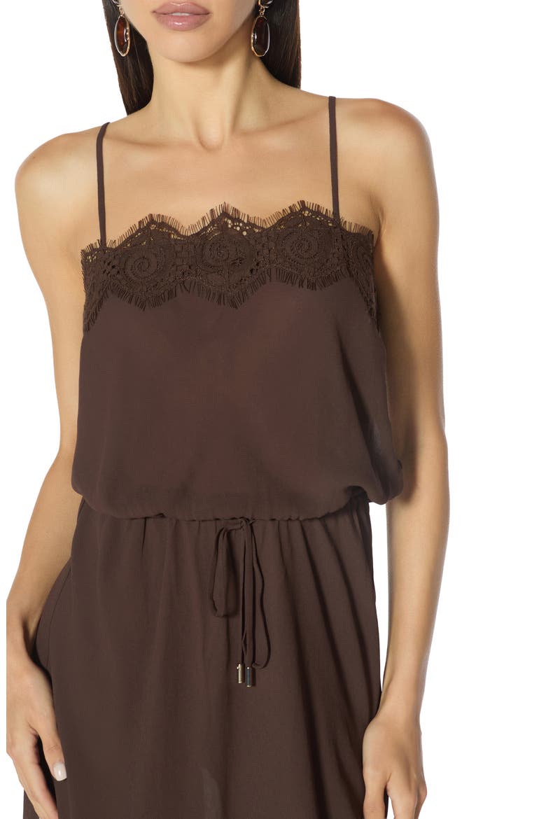 Tabitha Lace Trim Midi Dress, Alternate, color, ESPRESSO