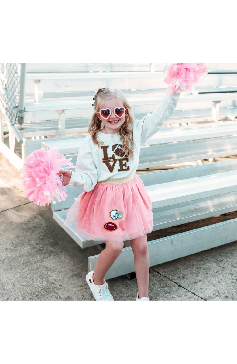 Sweet Wink Football Love Patch Sweatshirt, Alternate, color, Natural