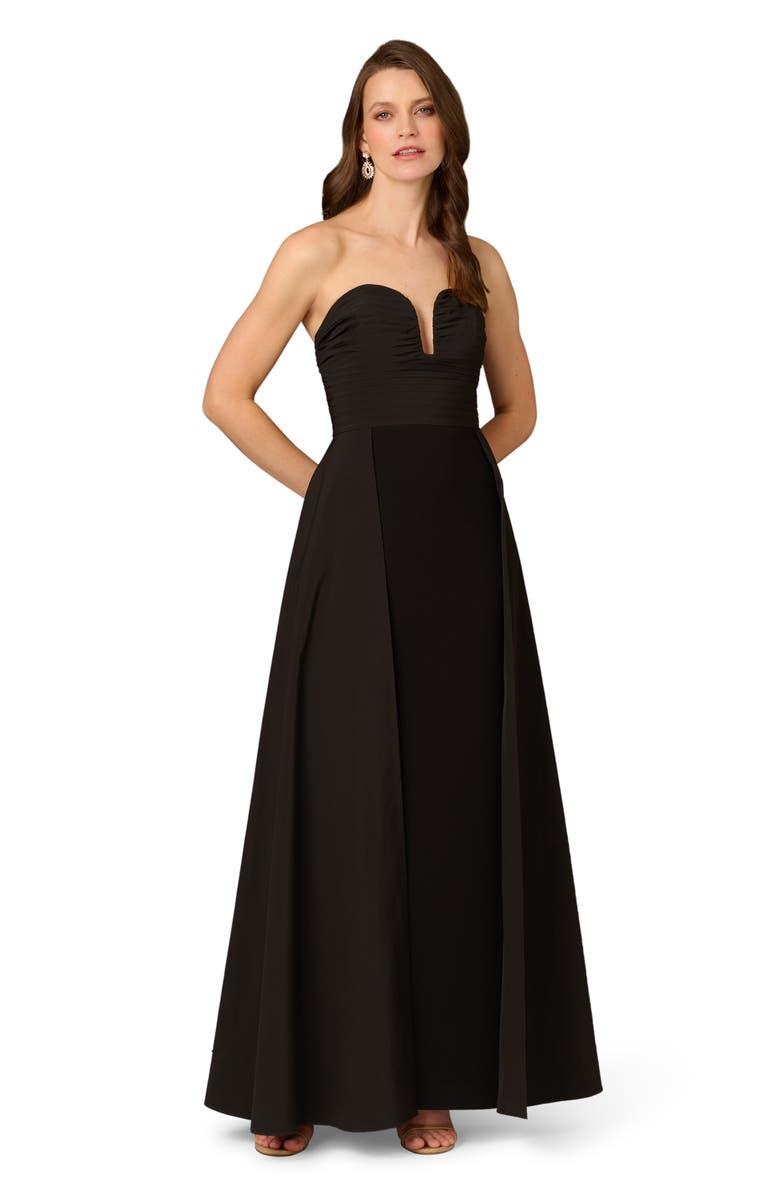 Aidan Mattox by Adrianna Papell Strapless Crepe Ballgown, Alternate, color, 