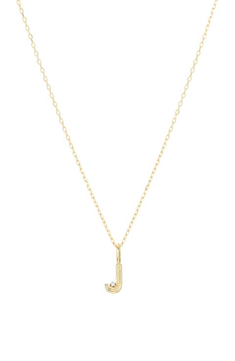Groovy Diamond Initial Mini Charm Necklace