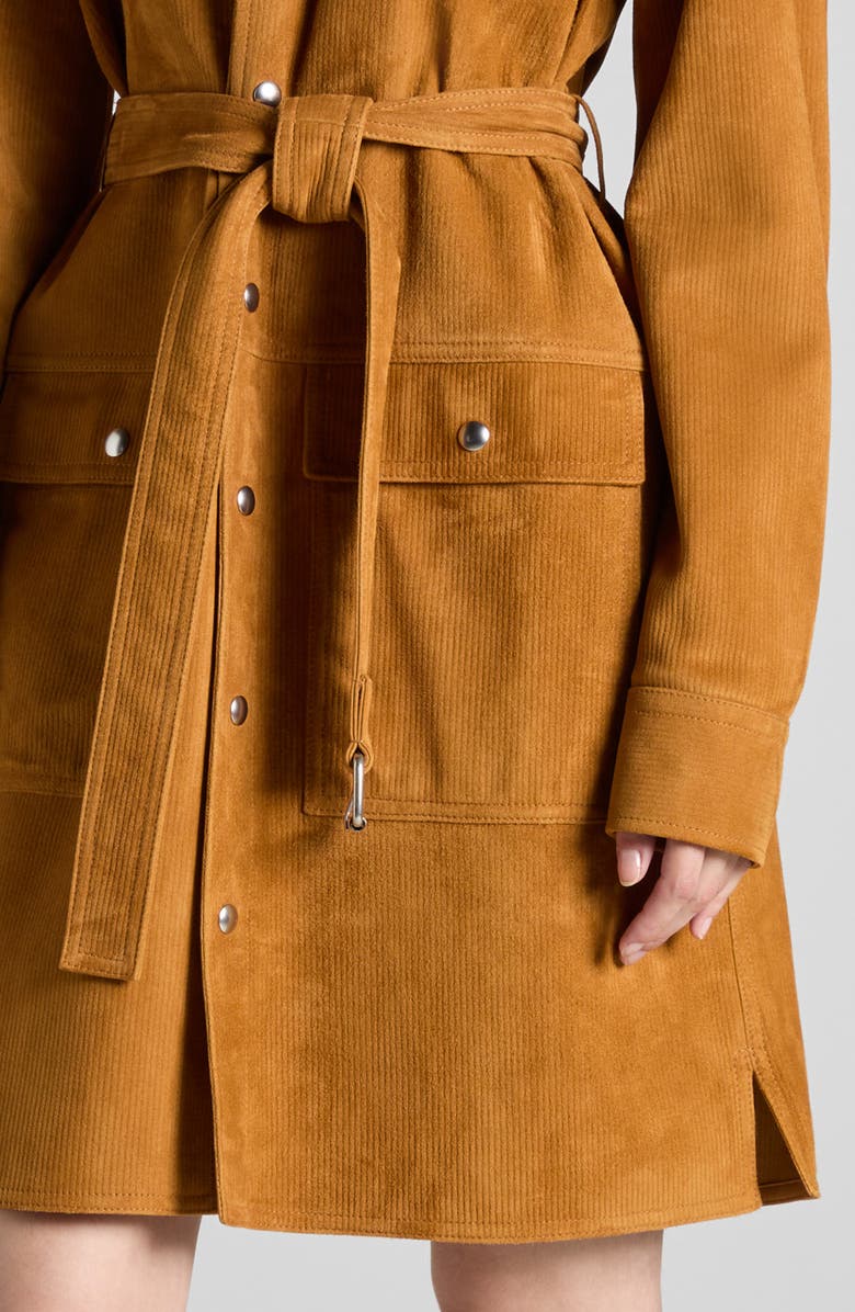 Bottega Veneta Embossed Suede Belted Shirtdress, Alternate, color, 