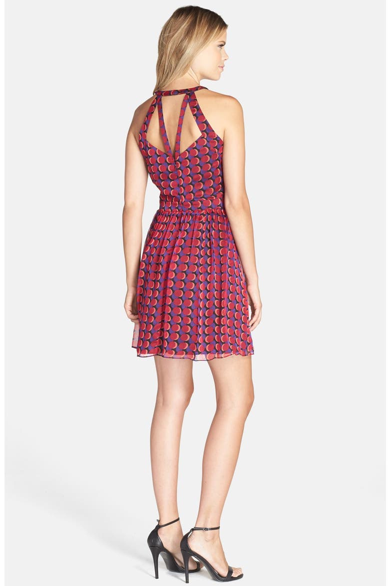 Adelyn Rae Cage Back Chiffon Fit & Flare Dress, Alternate, color, MAGENTA