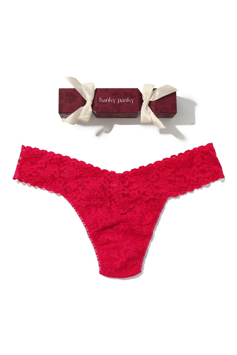 Holiday Cracker Low Rise Thong, Main, color, BEET JUICE