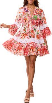 RANEES Floral Lace Tiered Minidress