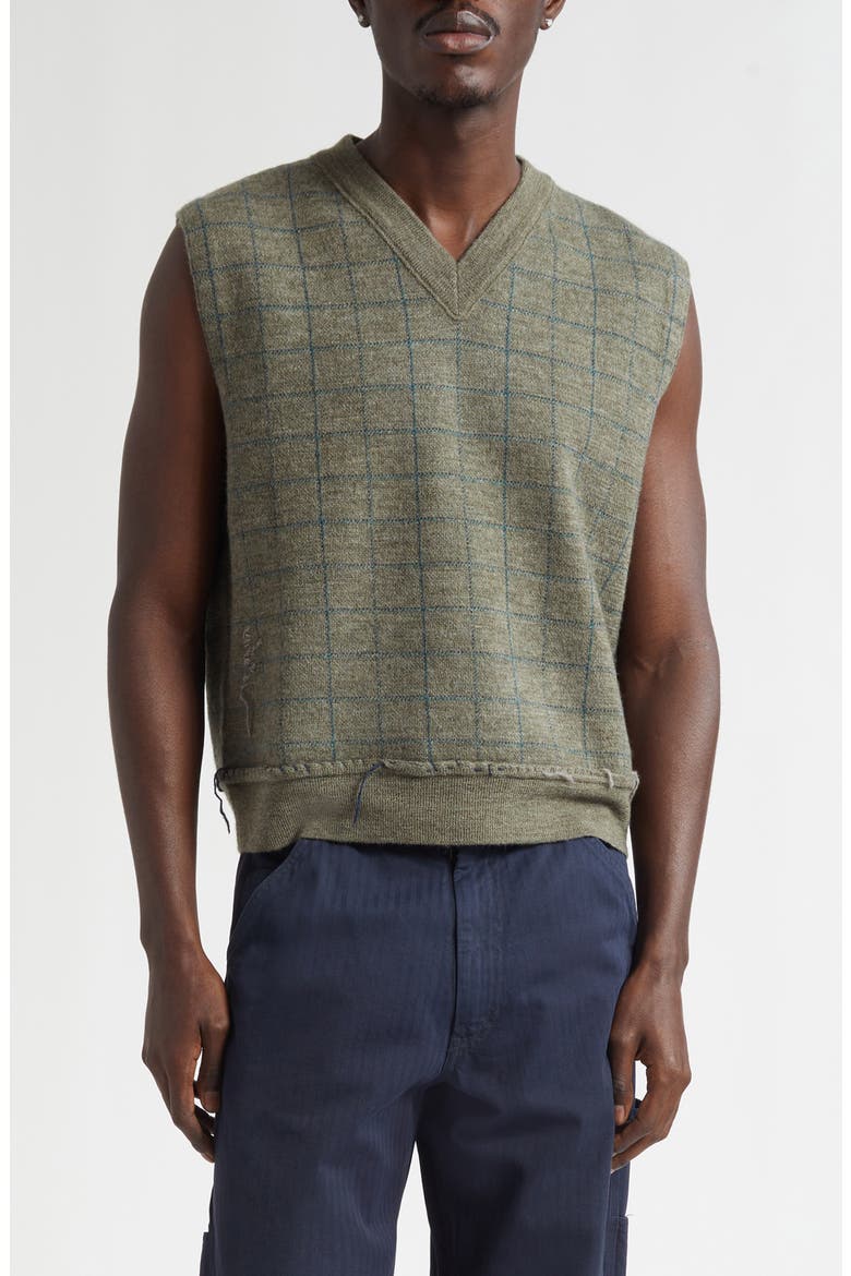 Maison Margiela Check Virgin Wool Sweater Vest (Men) | Nordstrom