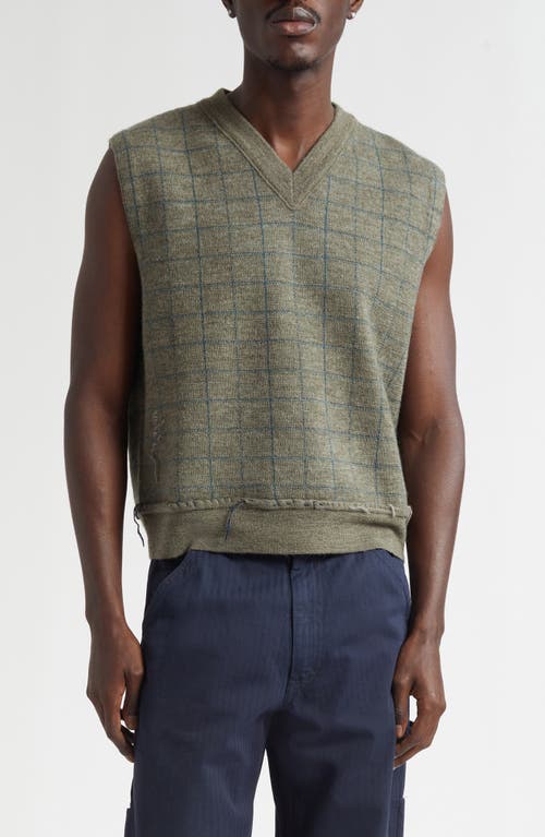 Maison Margiela Check Virgin Wool Sweater Vest In Green