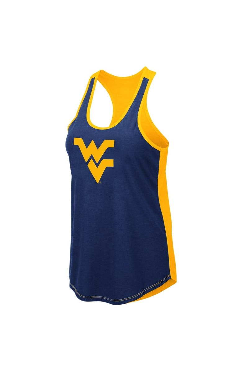 COLOSSEUM Women's Colosseum Navy West Virginia Mountaineers Publicist Racerback Tank Top, Alternate, color, 
