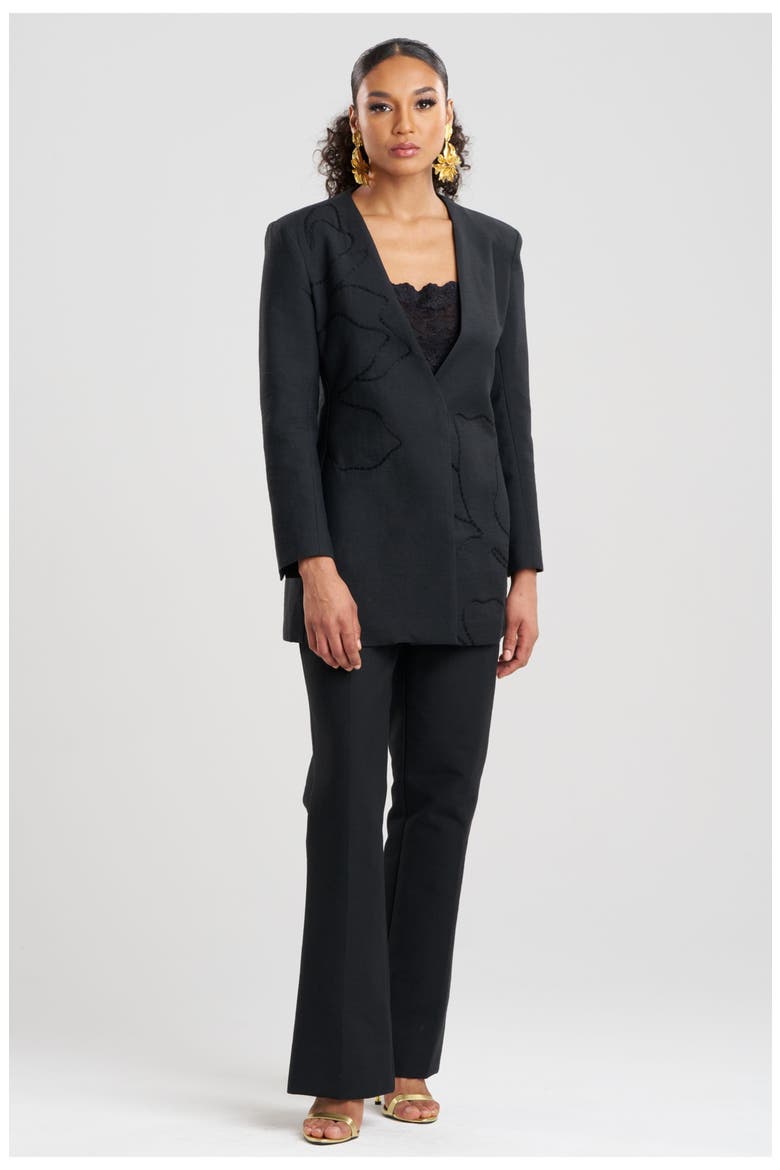 CANVAS Blazer with Embroidery, Main, color, BLACK
