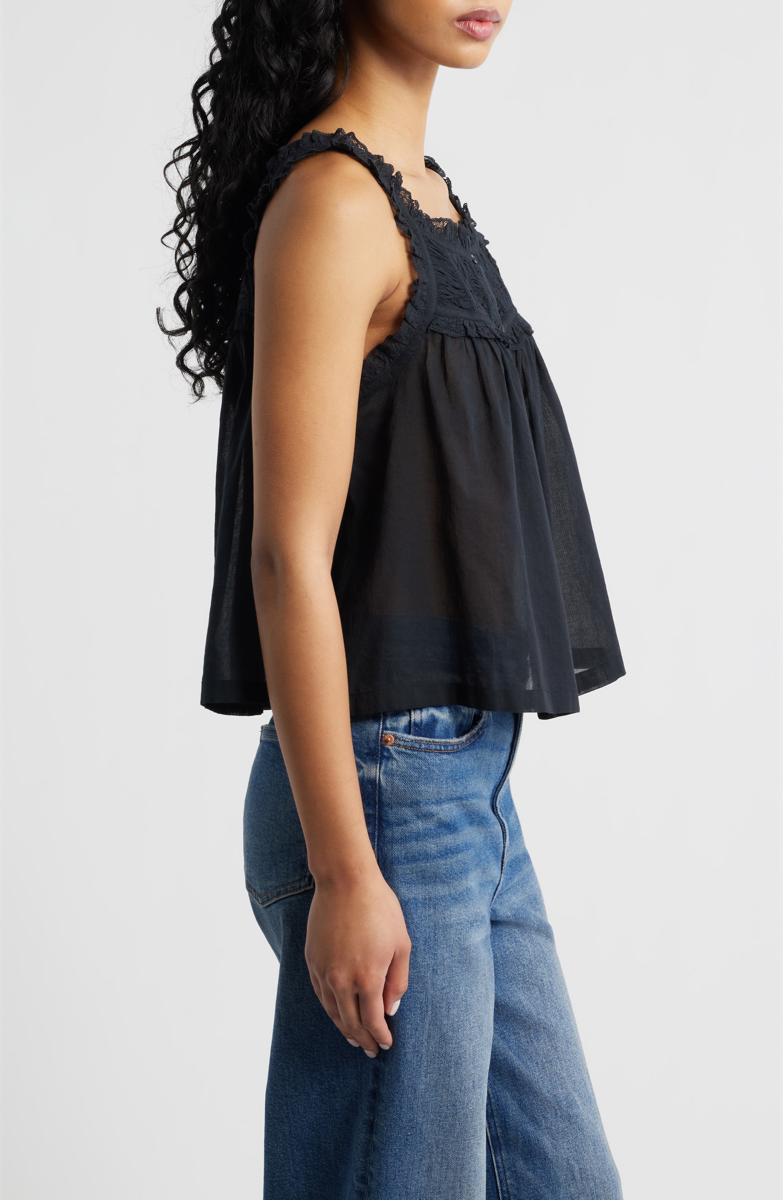 DÔEN Fidella Lace Trim Top (Women) | Nordstrom