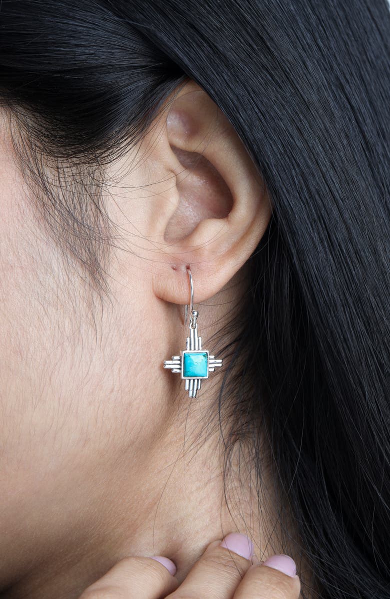 YS GEMS Square Turquoise Drop Earrings, Alternate, color,