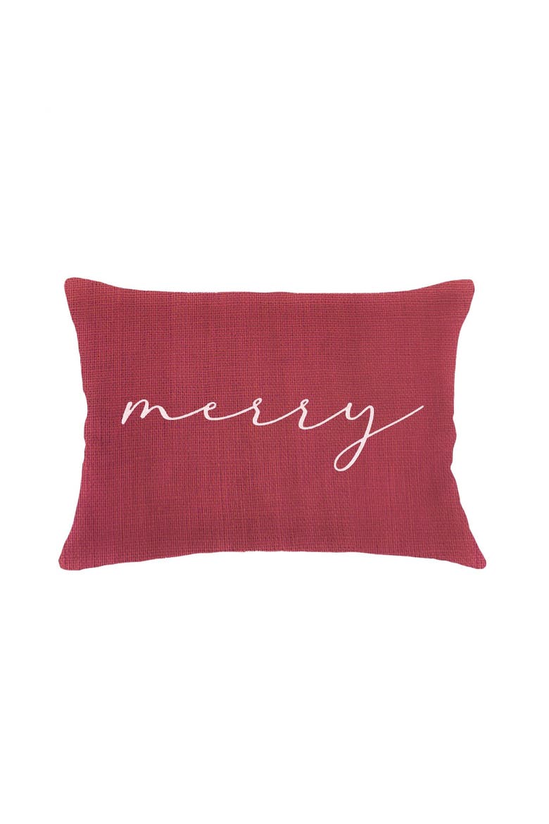 Merry Linen Pillow with Down Insert, Main, color, Red