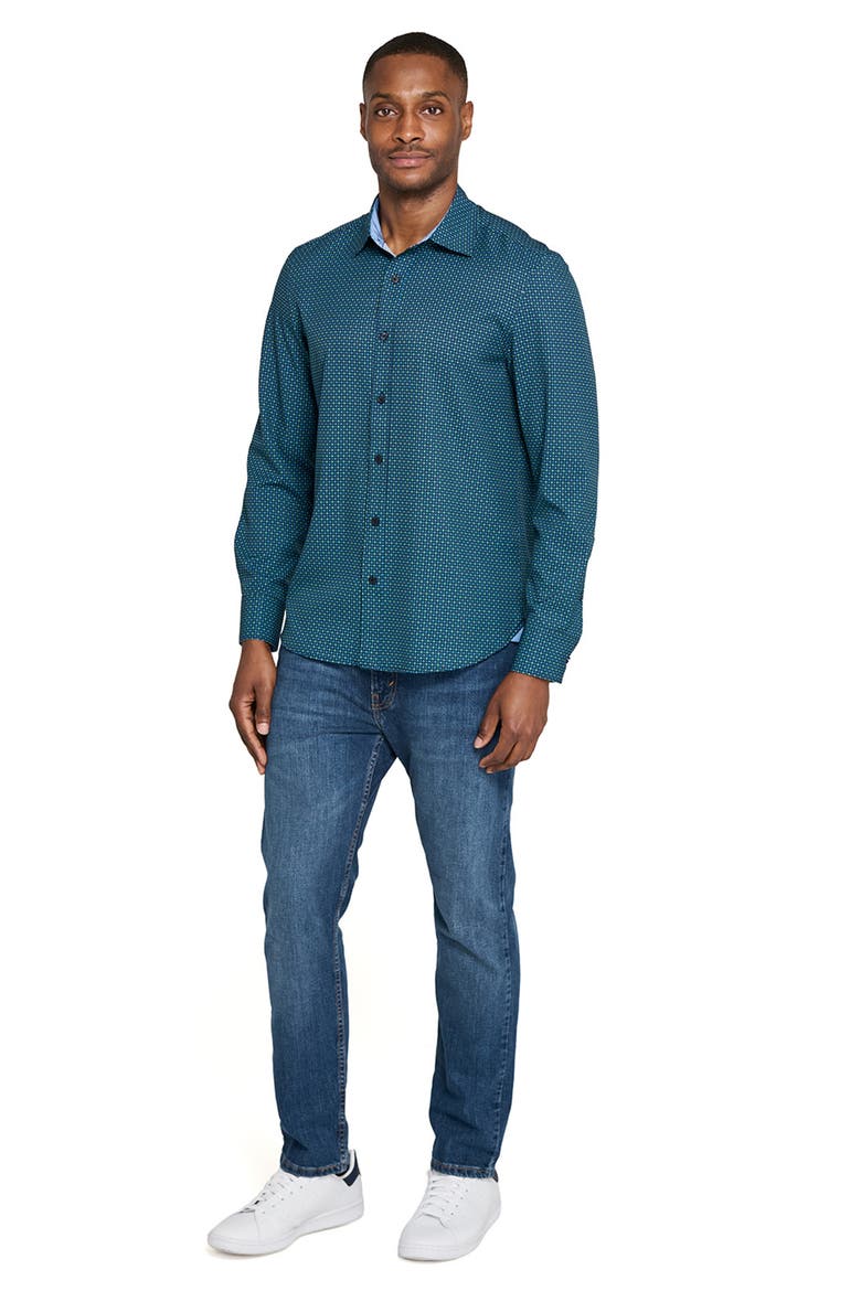 Dash Duo Woven Long Sleeve Basic, Alternate, color, NAVY/GREEN