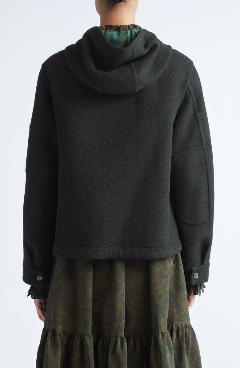 Burberry Wool Felt Hooded Jacket, Alternate, color, Green Melange