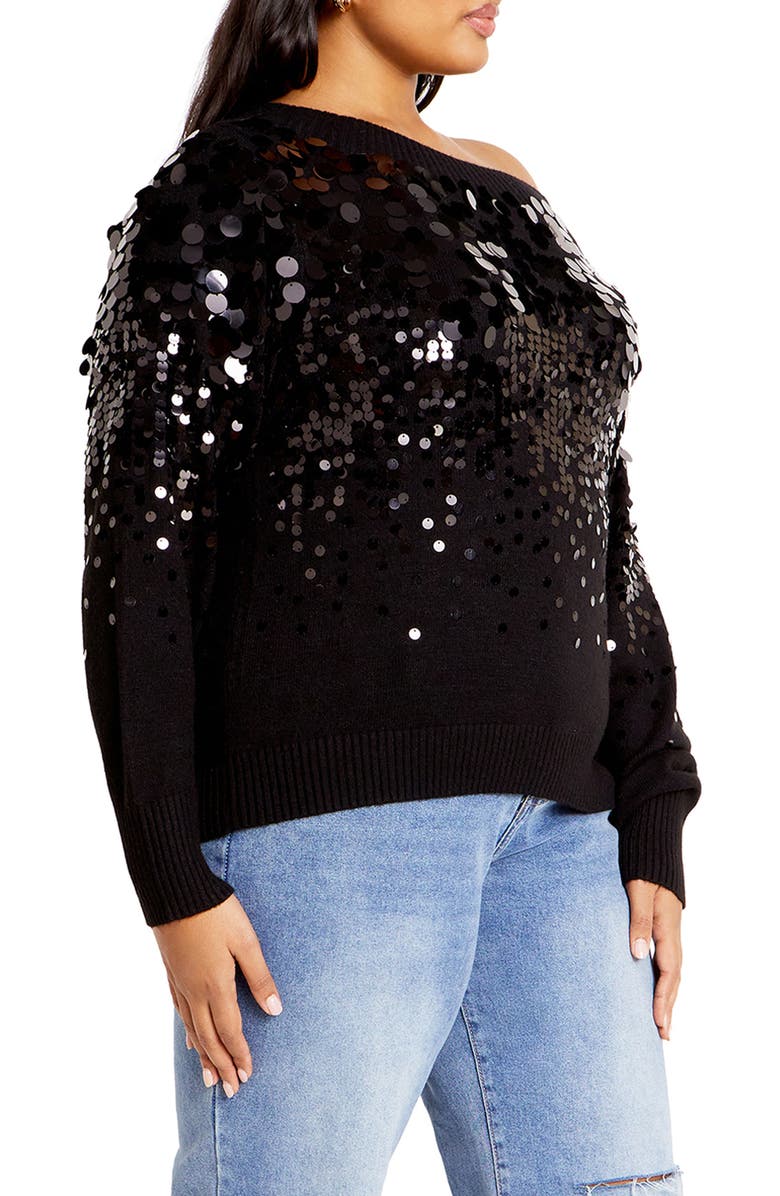 City Chic Braylin Embellished Sweater, Alternate, color, Black