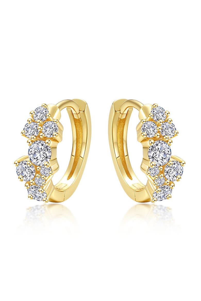 Cluster Simulated Diamond Huggie Hoop Earrings, Main, color, GOLD/ WHITE