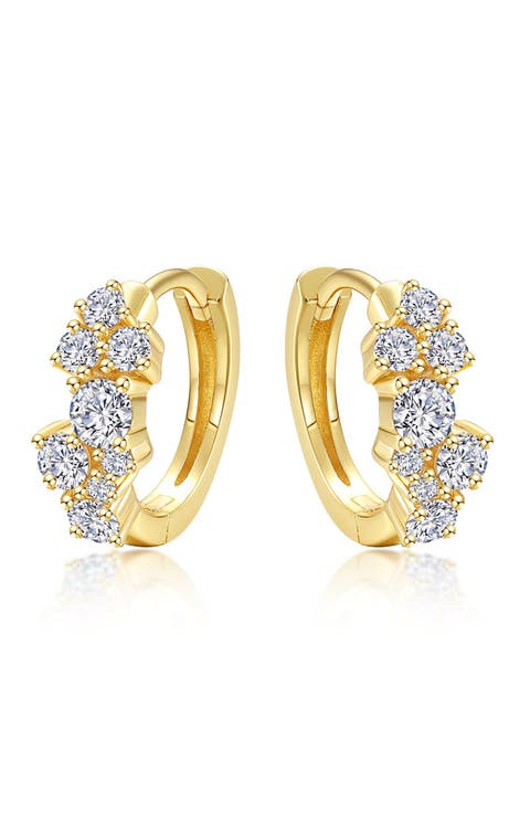 Cluster Simulated Diamond Huggie Hoop Earrings