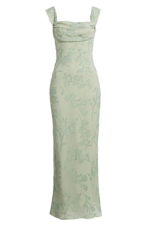 Azura Off the Shoulder Floral Burnout Gown