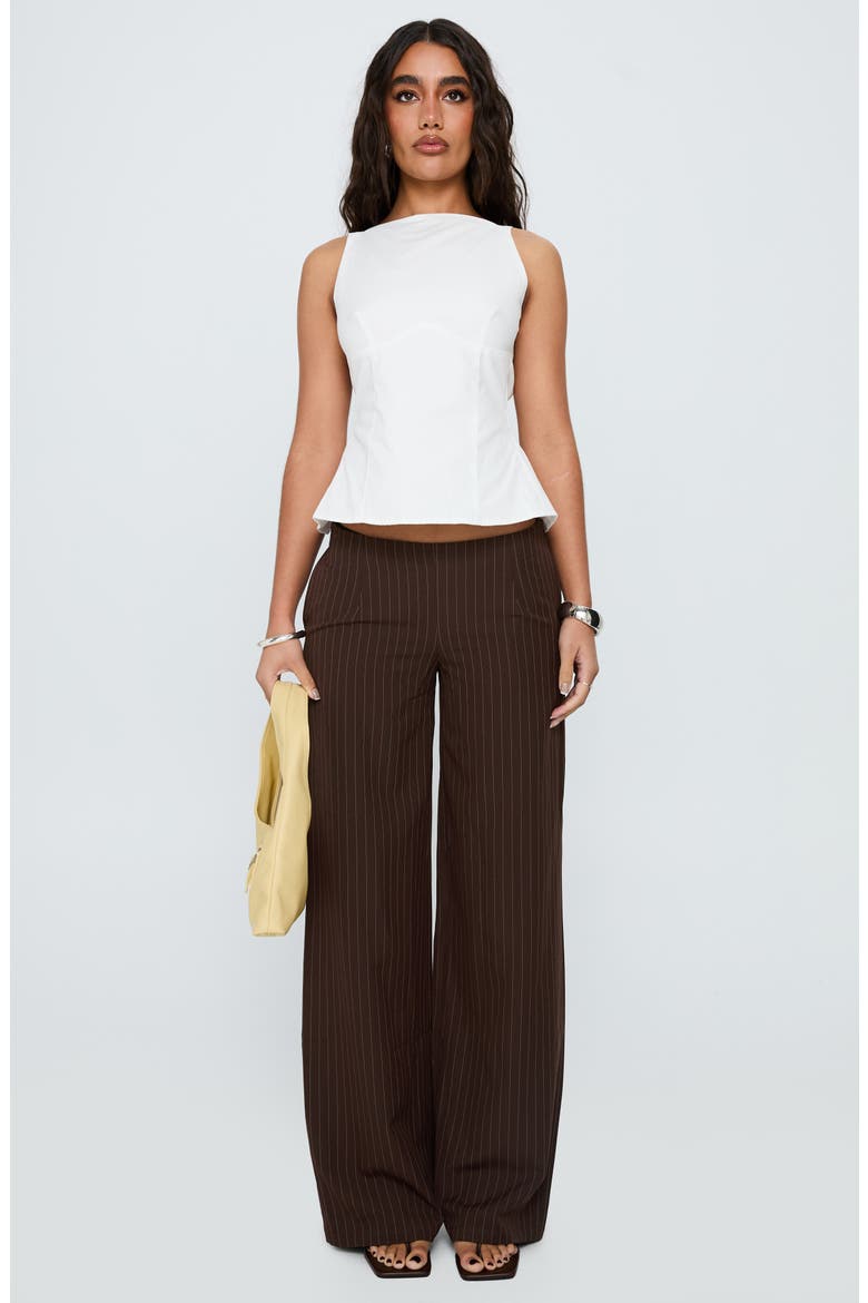 Khane Low Rise Wide Leg Pants, Alternate, color, BROWN PINSTRIPE