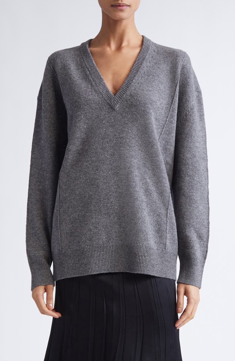 Jil Sander Wool & Cashmere V-Neck Sweater, Main, color, Basalt