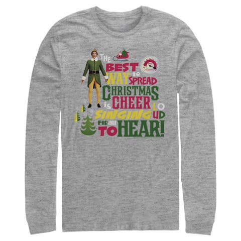 Men's Elf Christmas Cheer Loud Singing  Long Sleeve Shirt
