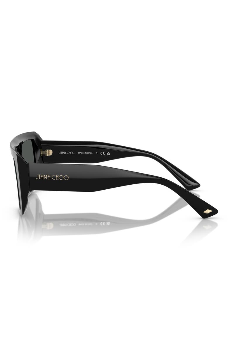 Jimmy Choo 52mm Rectangular Sunglasses, Alternate, color, Black