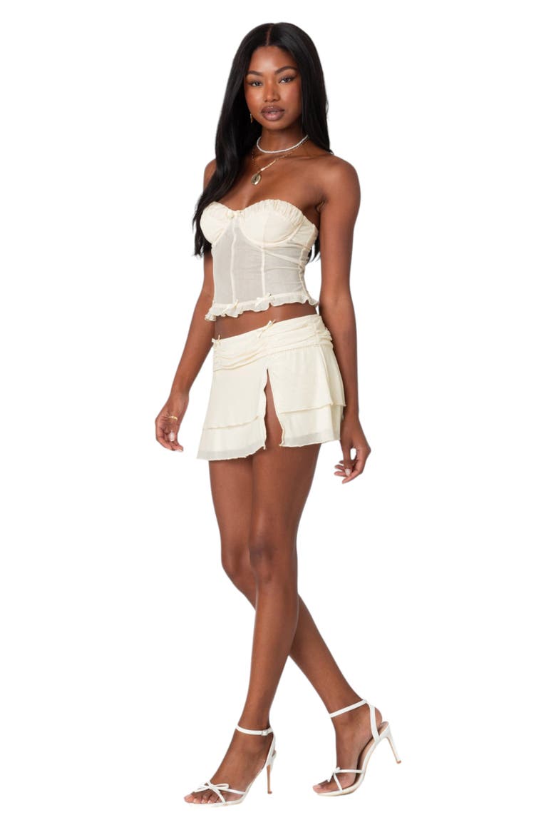 Jojo Slit Mesh Miniskirt, Alternate, color, CREAM