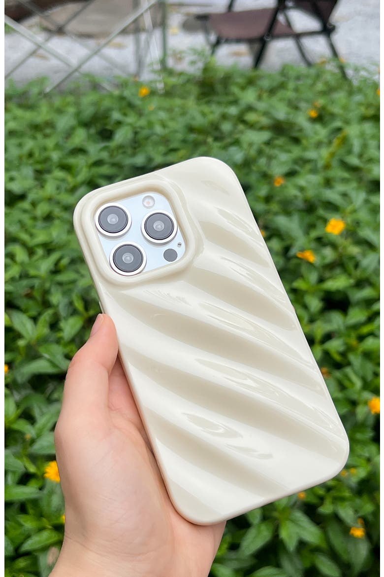 Silk Look Wavy iPhone 14 Pro Case, Alternate, color, CREAM