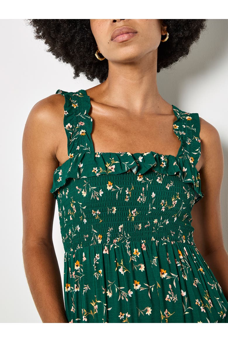 Ditsy Floral Smock Maxi Dress, Alternate, color, Green